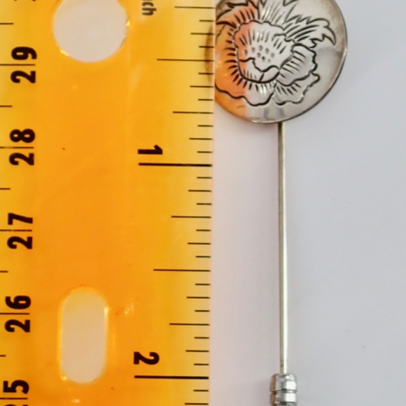 Samual Kirk & Son Sterling Silver Poppy Hat Lapel Pin 26-8 New 2.25" Long - Picture 15 of 15